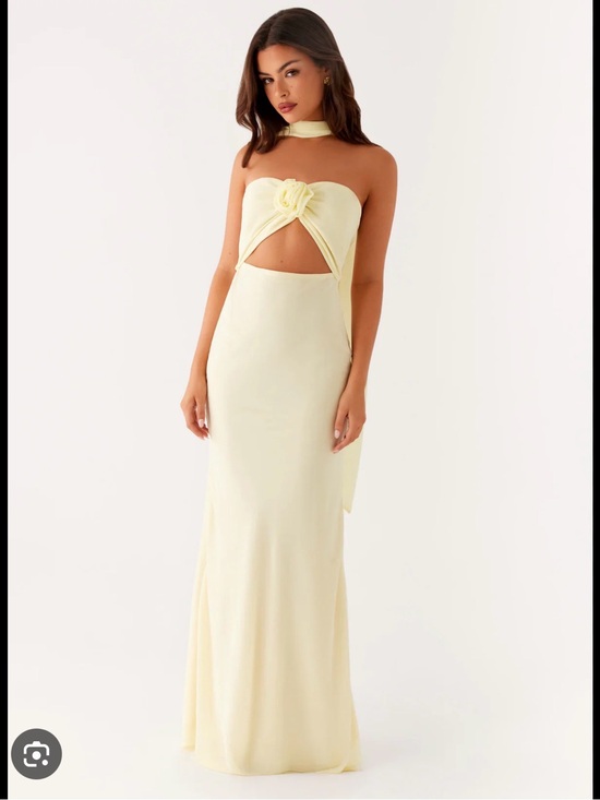 Peppermayo Dresses & Skirts - Peppermayo Pale Yellow Cowl-Back Maxi Dress